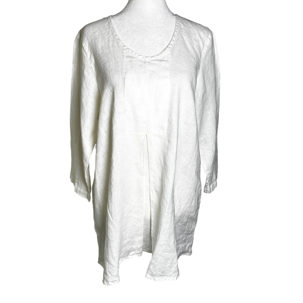 FLAX‎ Size Small Top Tunic Sunshine Woodstk Small White Wash Linen NWT